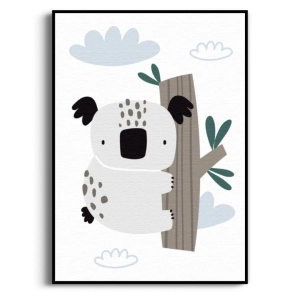 Plakat - Słodka Koala - Do Pokoju Dziecięcego Sypialni, Styl Skandynawski, Pastelowy Szary Niebieski
