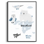 Plakat - Zwierzęta Polarne Grenlandia - Dla Chłopca i Dziewczynki, Nowoczesny Pastelowy Błękitny