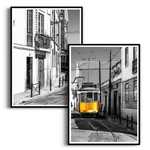plakaty-2-szt-lizbona-tramwaj-styl-retro-czarna.webp