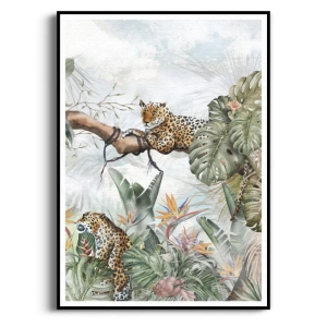 Plakat - Tropikalna Dżungla z Gepardem – Zielony Botaniczny do Sypialni i Salonu, Boho Skandynawski