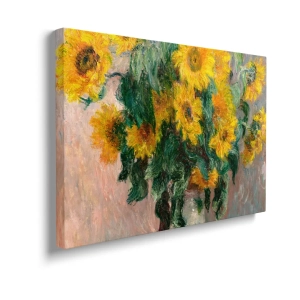Obraz na płótnie - Claude Monet - Bouquet of Sunflowers - Reprodukcja Do Salonu i Sypialni, Boho Retro