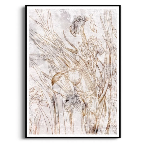kwiaty-irysy-zloty-bezowy-boho-salon-sypialnia-plakat-czarna.webp