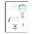 balony-zwierzatka-lisek-szop-blekitny-pokoj-dziecka-plakat-czarna.webp