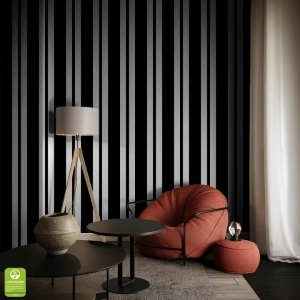 Tapeta na wymiar - Multi - Width Black Stripe, czarna, w pasy