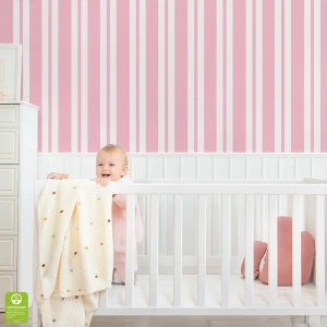 Tapeta na wymiar - Multi - Width Baby Pink Stripe, jasnoróżowa, w pasy, do pokoju dziewczynki