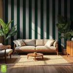 Tapeta na wymiar - Bottle Green Stripe, butelkowa zieleń, w pasy