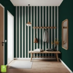 Tapeta na wymiar - Bottle Green Narrow Stripe, butelkowa zieleń, w wąskie pasy