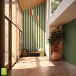 Tapeta na wymiar - Olive Narrow Stripe, oliwkowa, w wąskie pasy