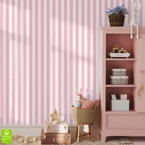 Tapeta na wymiar - Baby Pink Narrow Stripe, jasny róż, w wąskie pasy 