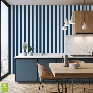 Tapeta na wymiar - Navy Blue Narrow Stripe, granatowa, w wąskie pasy 