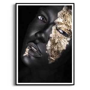 Plakat - Portret kobiety - do salonu i sypialni – czarno-złota grafika artystyczna w stylu glamour i eklektycznym