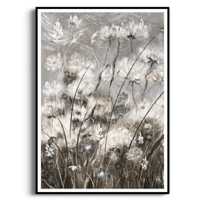 Plakat - "Meadow Whisper" - Łąka, Akwarela, Styl Boho, Skandynawski, Salon, Sypialnia, Szaro-Brązowy