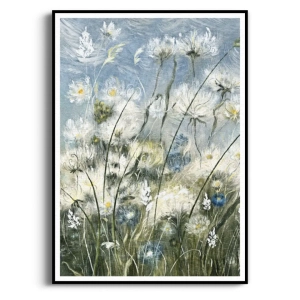 Plakat - "Meadow Whisper" - Łąka, Akwarela, Styl Boho, Skandynawski, Salon, Sypialnia, Niebiesko-Zielony