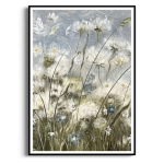Plakat - "Meadow Whisper" - Łąka, Akwarela, Styl Boho, Skandynawski, Salon, Sypialnia, Szaro-Niebiesko-Zielony