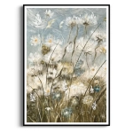 Plakat - "Meadow Whisper" - Łąka, Akwarela, Styl Boho, Skandynawski, Salon, Sypialnia, Szaro-Niebiesko-Beżowy