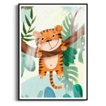 Plakat - Zielona dżungla Tygrys do Pokoju Dziecka Sypialni Malucha Kącika Zabaw Kolorowy, Styl Skandynawski Boho