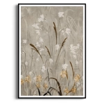 Plakat - "Field of Grasses" - Polne kwiaty i Trawy - Akwarela- Styl Boho, Skandynawski, Salon, Sypialnia, Szarobeżowy