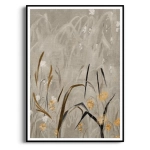 Plakat - "Field of Grasses" II- Polne kwiaty i Trawy - Akwarela- Styl Boho, Skandynawski, Salon, Sypialnia, Szarobeżowy