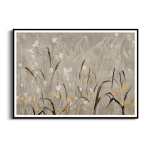 Plakat - "Field of Grasses" - Polne kwiaty i Trawy - Akwarela- Styl Boho, Skandynawski, Salon, Sypialnia, Szarobeżowy