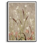 Plakat - "Field of Grasses" - Polne kwiaty i Trawy - Akwarela- Styl Boho, Skandynawski, Salon, Sypialnia, Beżowy