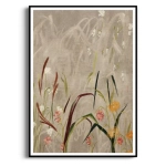 Plakat - "Field of Grasses" II - Polne kwiaty i Trawy - Akwarela - Styl Boho, Skandynawski, Salon, Sypialnia, Beżowy