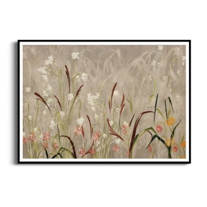 Plakat -"Field of Grasses" III - Polne kwiaty i Trawy - Akwarela - Styl Boho, Skandynawski, Salon, Sypialnia, Beżowy 