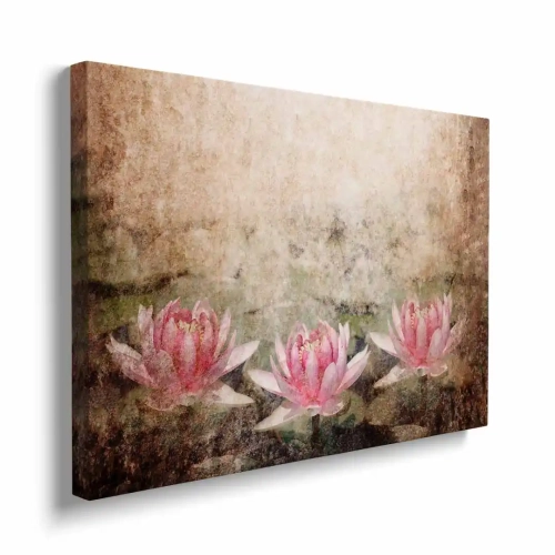 obraz-na -plotnie-lilie-wodne-w-stylu-vintage-bok.webp