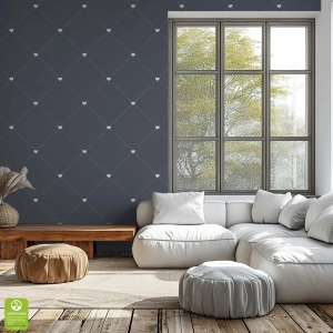 Tapeta na wymiar - Charcoal Grey Heart Pattern,  grafitowa, w drobne serduszka