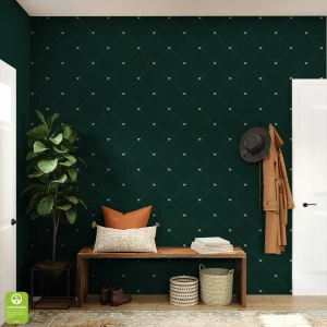 Tapeta na wymiar - Bottle Green Heart Pattern,  butelkowa zieleń, w drobne serduszka