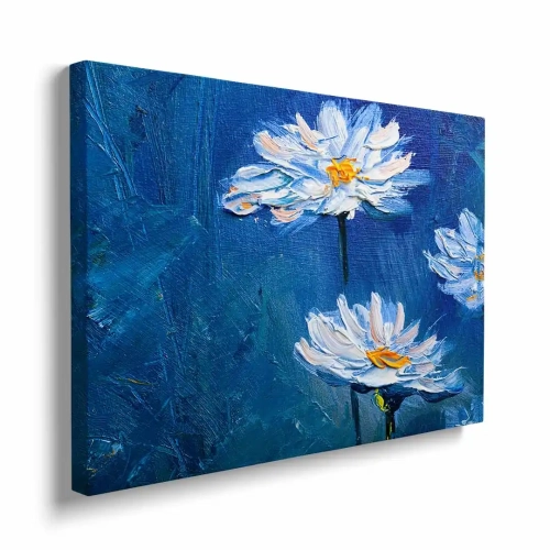 Obraz na płótnie abstrakcyjne białe stokrotki bokiem