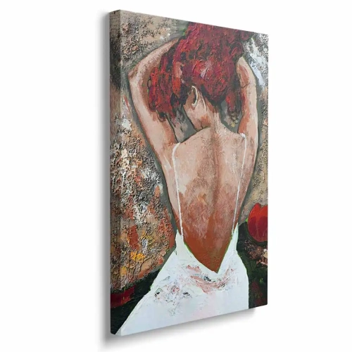 Obraz na płótnie odkryte plecy kobiety w skąpej sukni bokiem