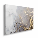 Obraz na płótnie - Białoszara abstrakcja ze złotymi refleksami 