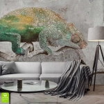 Fototapeta Zielony kameleon na betonie