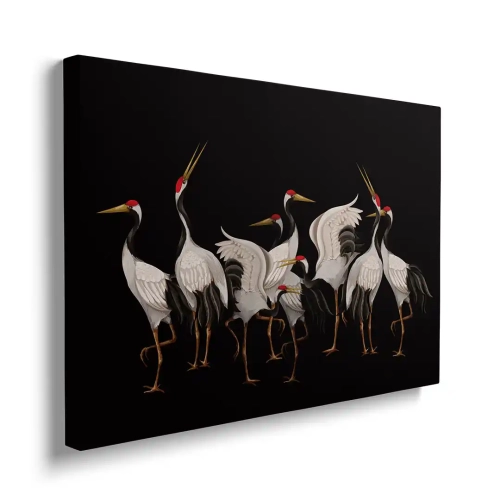 Obraz na płótnie drużyna żurawi w czerni bokiem
