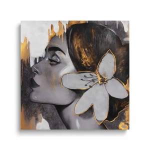 Obraz na szkle - Zmysłowa kobieta i kwiat