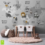 Fototapeta Szara mapa świata dla dzieci