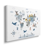 Obraz na płótnie - Zwierzątka na mapie świata dla dzieci