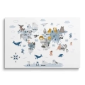 Obraz na płótnie zwierzątka na mapie świata dla dzieci przód