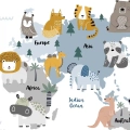 Obraz na płótnie zwierzątka na mapie świata dla dzieci