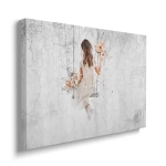 Obraz na płótnie - Dziewczyna z kwiatami  na huśtawce