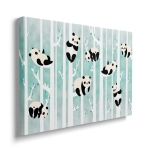 Obraz na płótnie - Młodziutkie pandy na bambusie