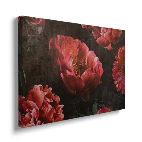 Obraz na płótnie duże czerwone kwiaty bokiem
