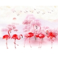 Fototapeta-Motyw-Różowy-krajobraz-z-pięknymi-flamingami-na-pierwszym-planie.jpg