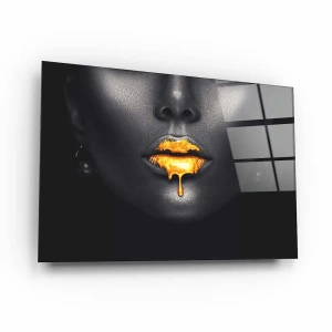 Obraz na szkle akrylowym - Złotousta kobieta