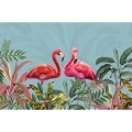 Fototapeta-Motyw-Rysunek-flamingów-i-tropikalnych-liści.jpg