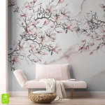 Fototapeta na wymiar – pastelowe magnolie w stylu botanicznym, elegancka ozdoba ściany do sypialni lub salonu