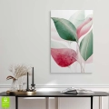 obraz-na-szkle-akrylowym-duze-czerwonei-zielone-liscie-wnetrze.webp