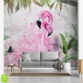 Fototapeta-Słodkie-różowe-flamingi-na-tle-zielonych-liści.jpg