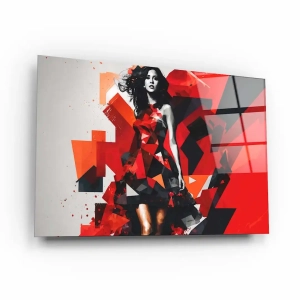 Obraz na szkle akrylowym - Dama w czerwieni