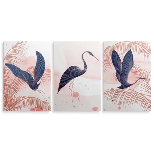 obraz-na-szkle-akrylowym-piebieskie ptaki-tryptyk.webp